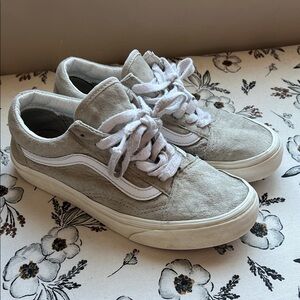 Tan and White Vans Sneakers